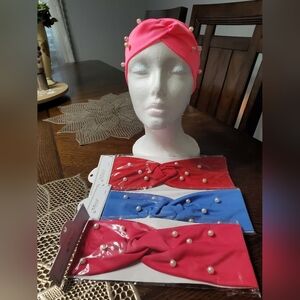 Pearl Embellished Pink Headband 3 Headbans For $10